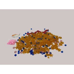 Assorted Beads  5.5oz  Mixed Types  Red Birds Ceramic Fish Crafting Lot